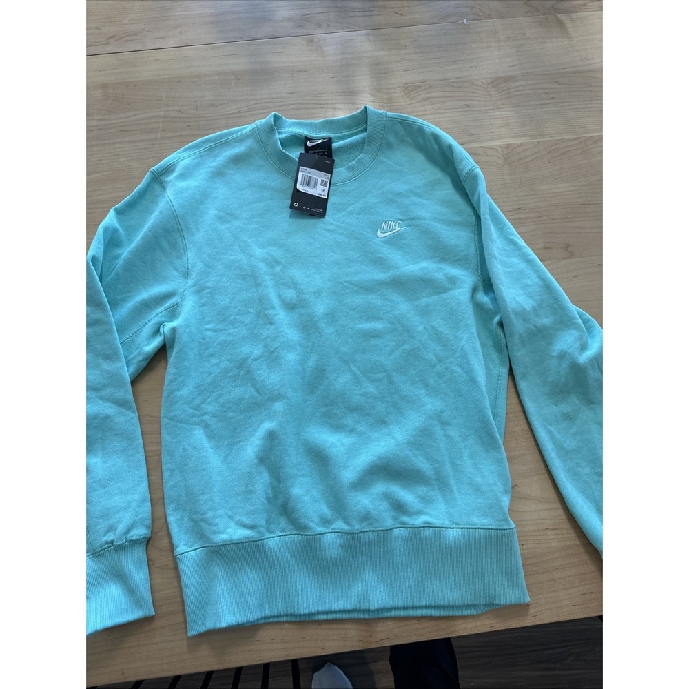 Nike Mens Club Fleece Sweatshirt Aqua Blue Teal Pullover DA0021-307 XS NWT